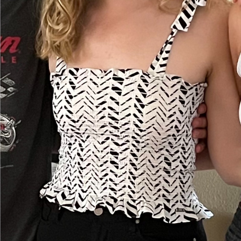 Armani Exchange black & white crop top